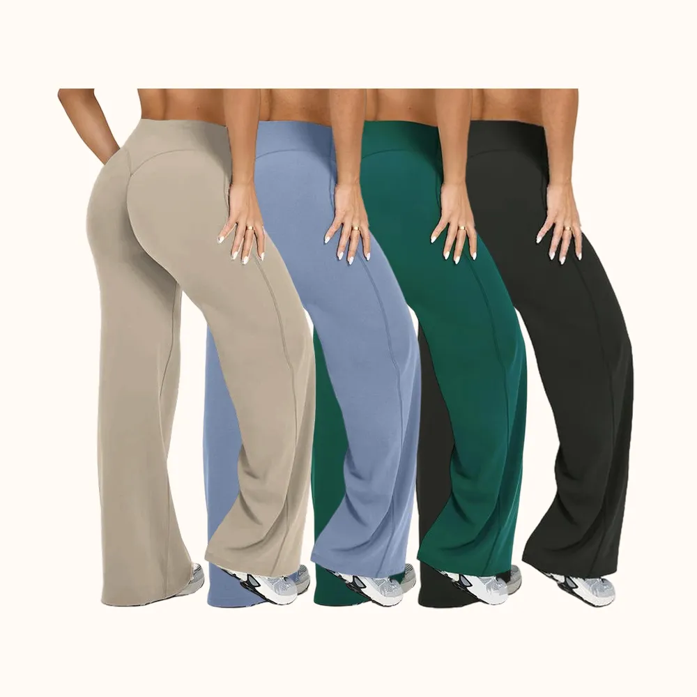 Women's Solid Color Sporty Yoga Pants, Casual Bottoms, Comfortable Flare Leggings