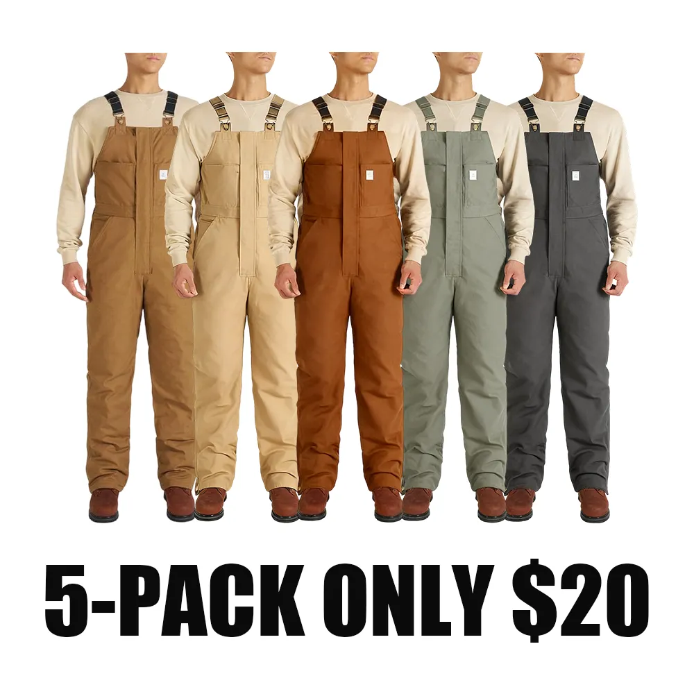Men's Cold-Weather Insulated Bib Overalls - Loose-Fit Canvas + Tool Pockets
