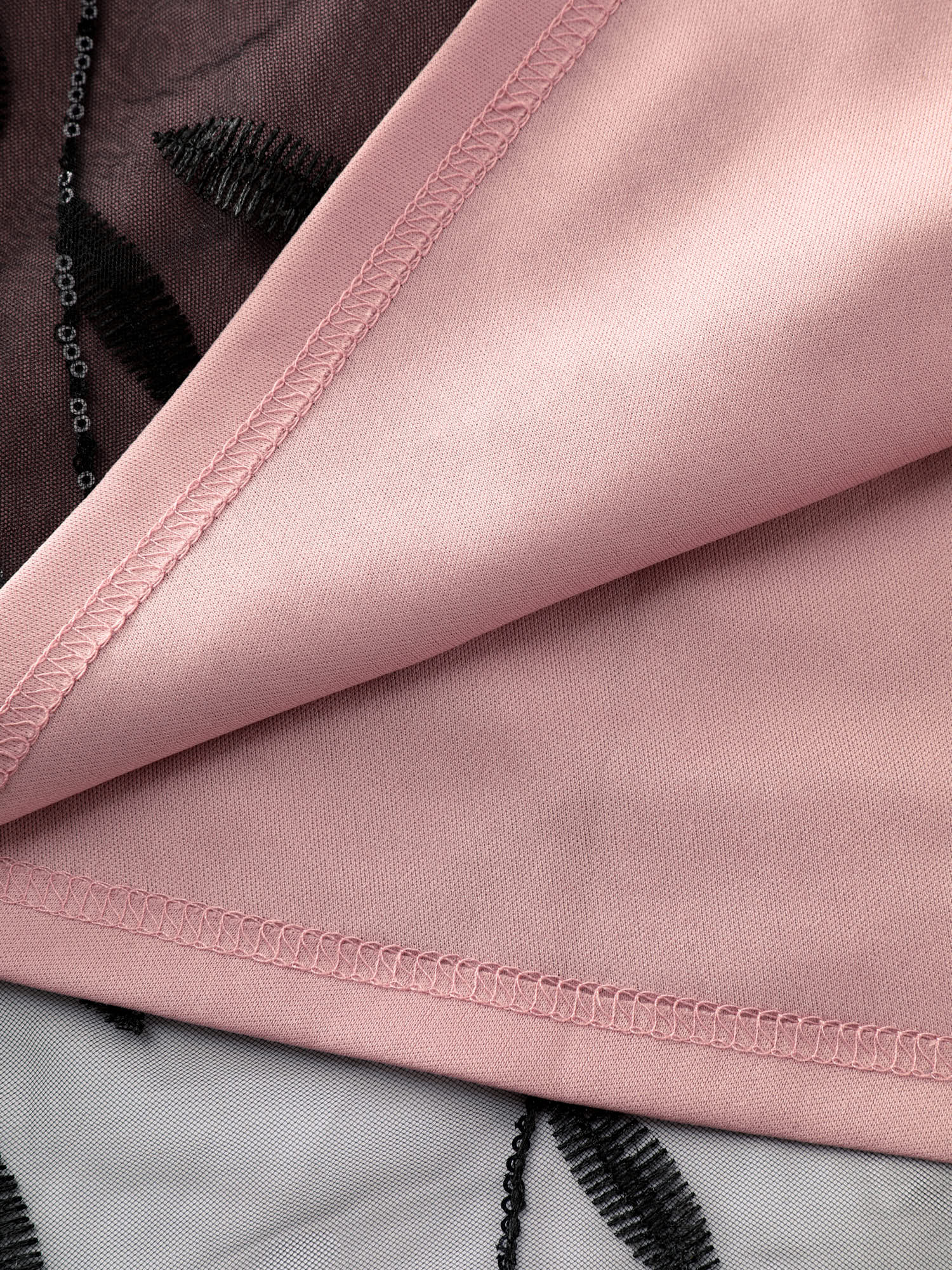 Sequin Embroidery Color Contrast V-Neck Midi Dress