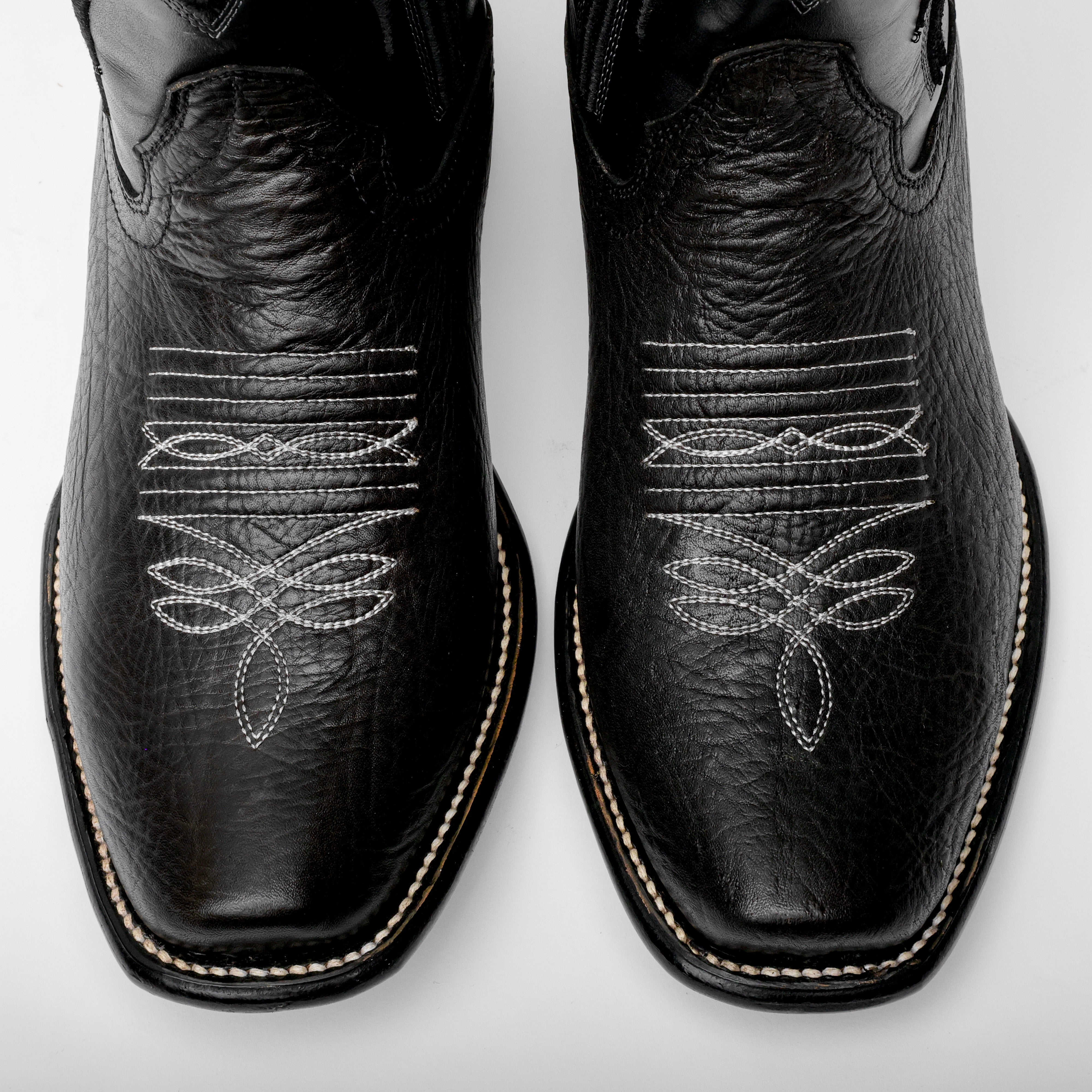 Genuine Black Bull Shoulder Boots - Cutter Toe