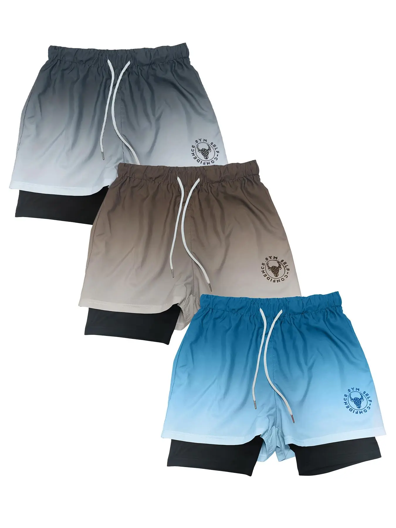 Men’s Performance 2-in-1 Ombre Letter Print Shorts