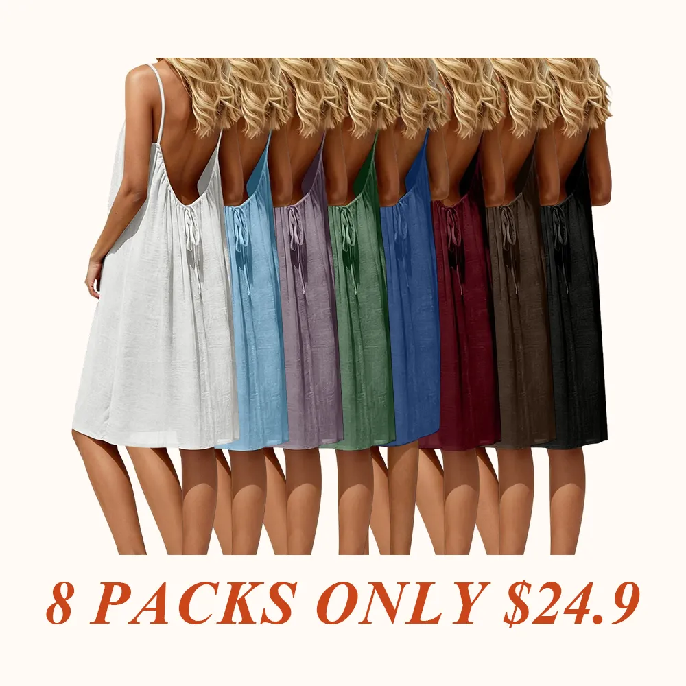 Women's Solid Color Cami Lounge Dress, Elegant Sleeveless Knee-Length Dress for Summer