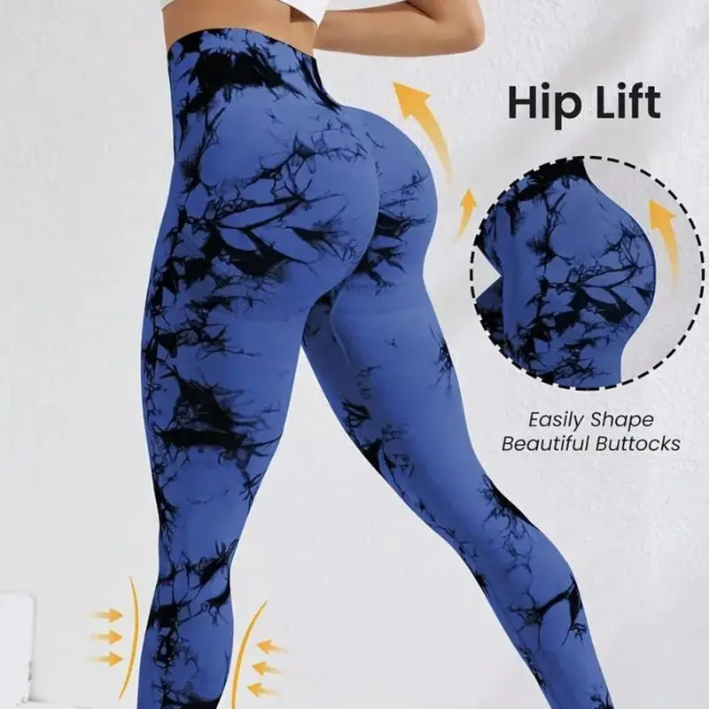 Women's High-Waisted Tie-Dye Cropped Leggings - Tummy Control