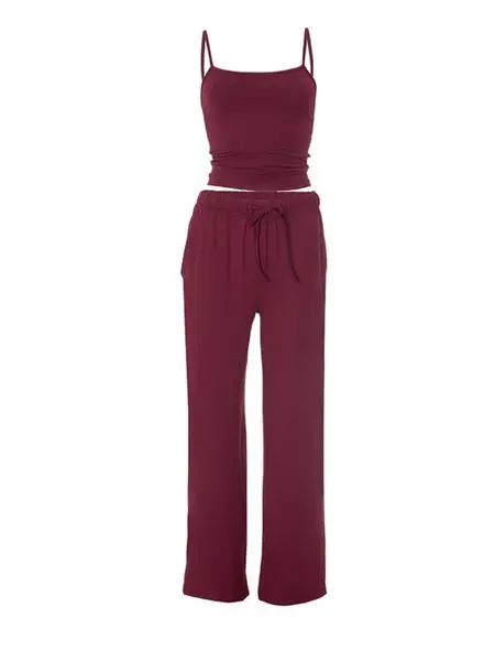 Two-Piece Set Women's Solid Color Cami Top & Pants