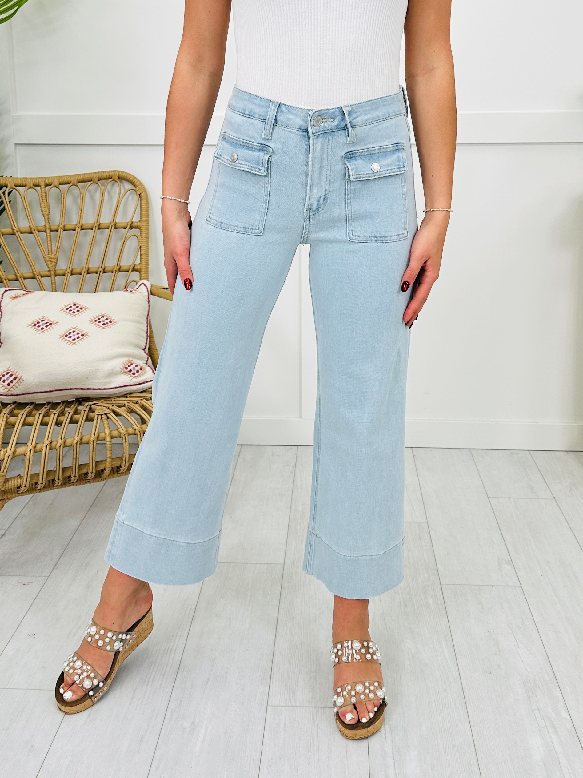 Mica Step Into Style Cropped Wide Leg Jeans