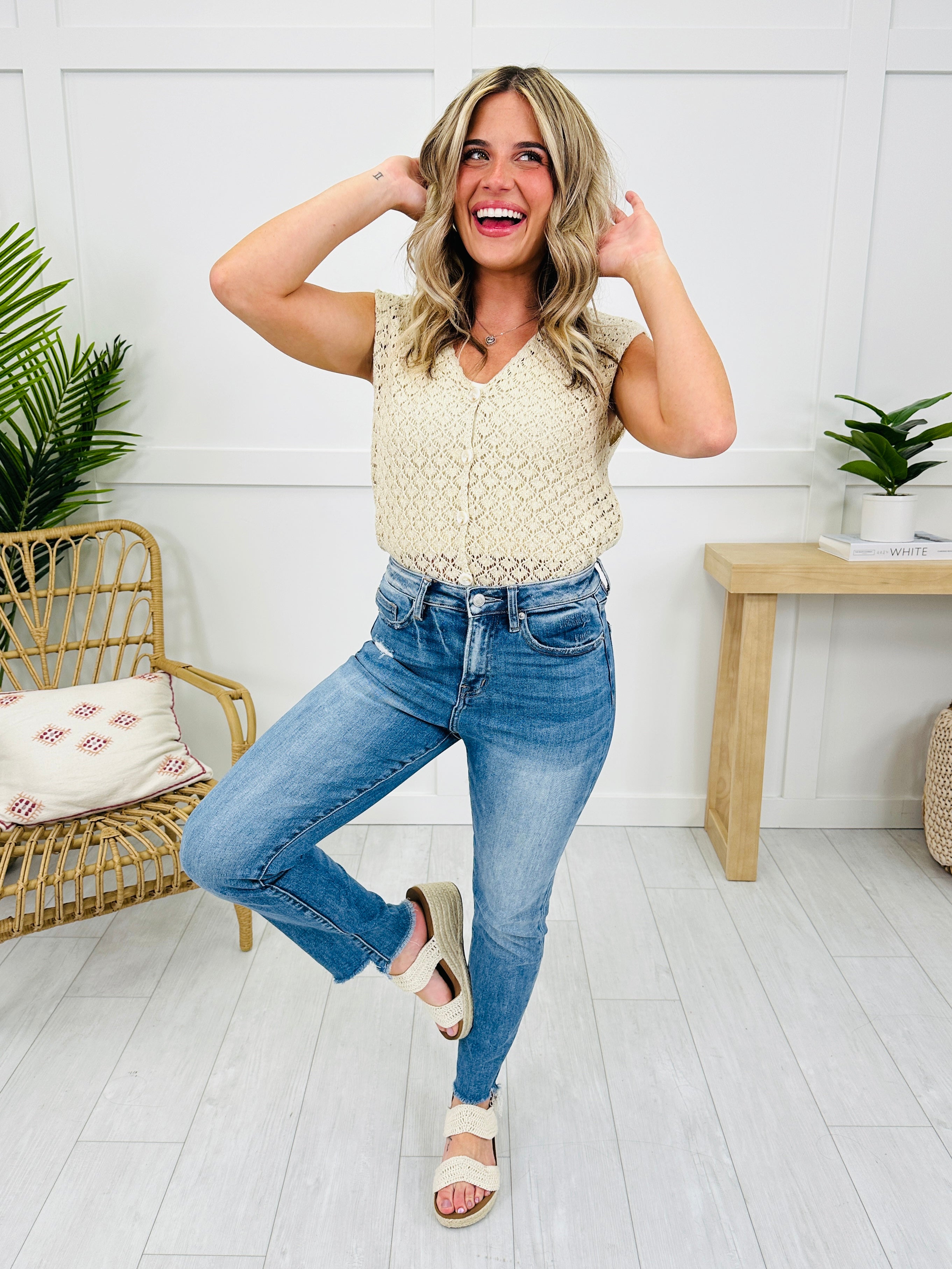 Step It Up Mica Straight Leg Step Hem Jeans