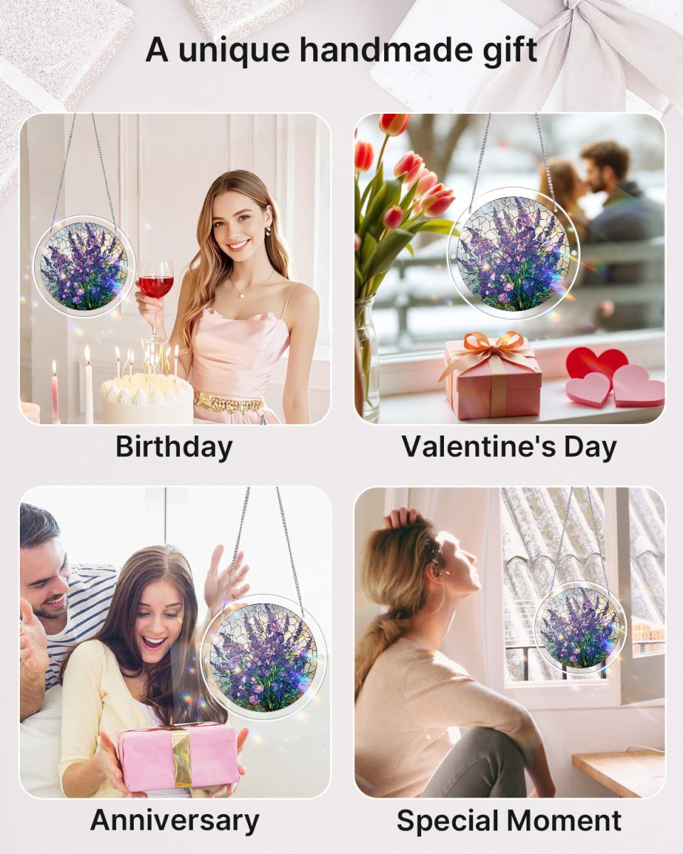 Acrylic Jigsaw Puzzle Suncatcher - Violet Garden Grace