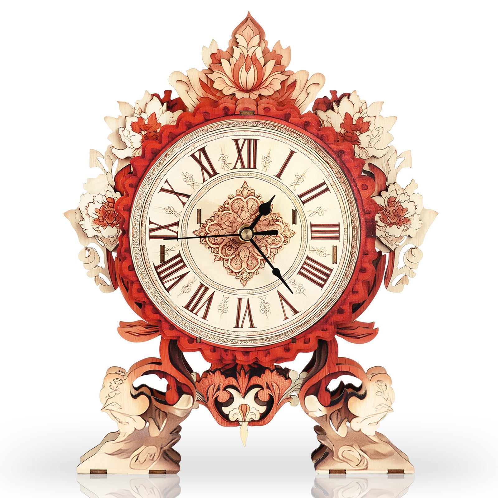 Fire Flame Flower– DIY Wooden Clock, 3D Puzzle Craft Kit