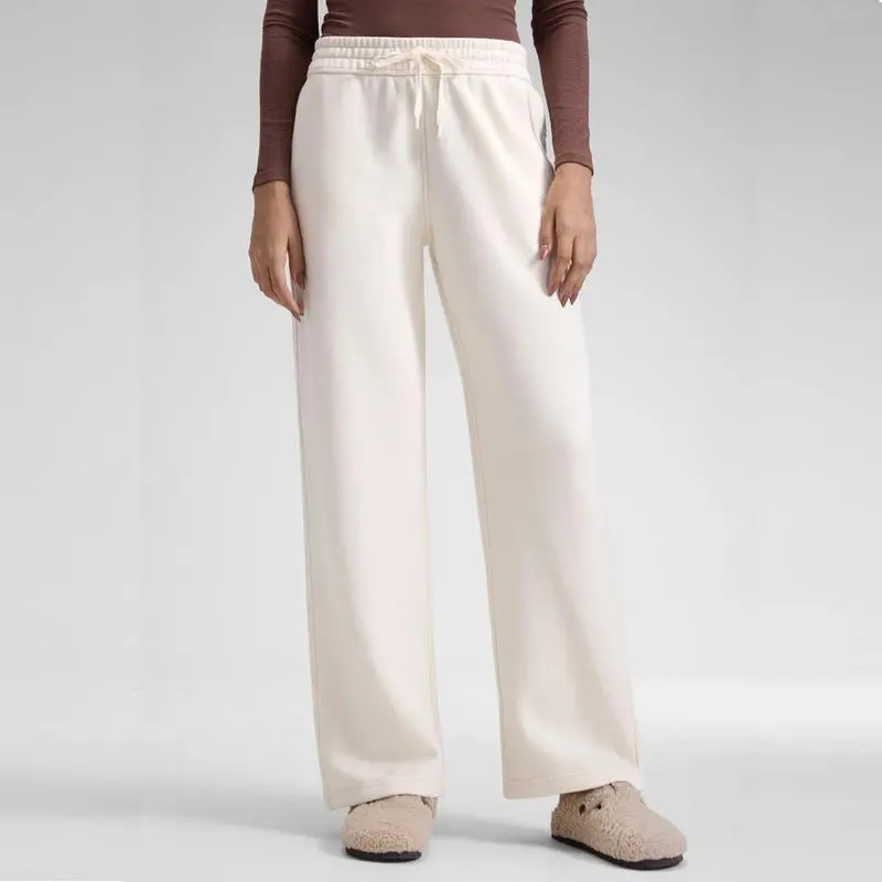 Cotton Fleece Lined Sweatpants Women Straight Leg Casual Lounge Sweat Pants