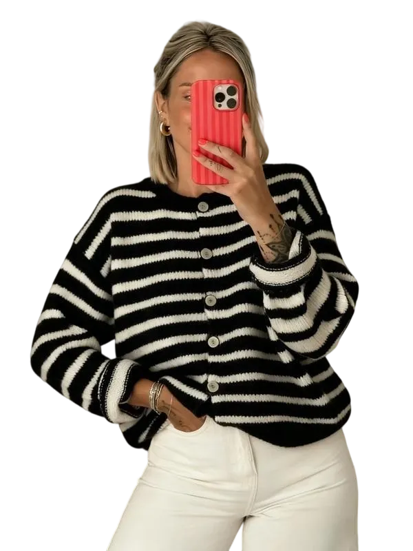 Women's Retro Striped Cardigan