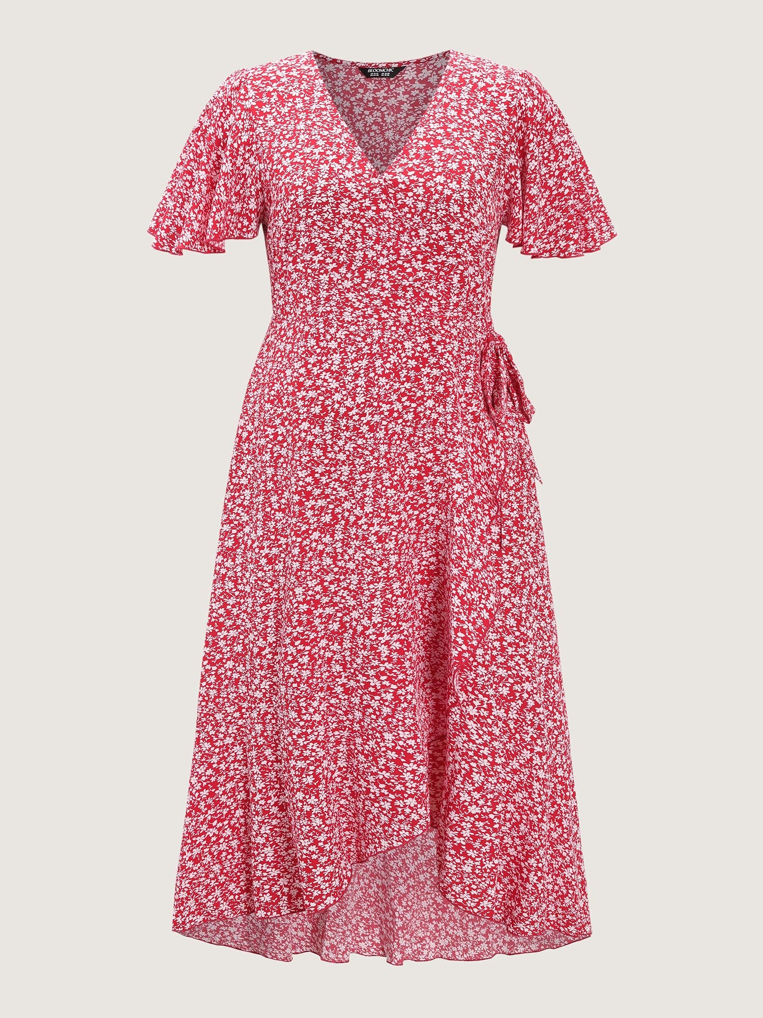 Ditsy Floral Print Flared Sleeve Maxi Dress