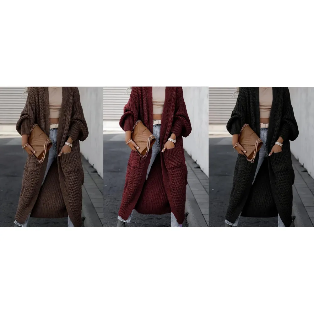 Women's Solid Drop Shoulder Long Cardigan
