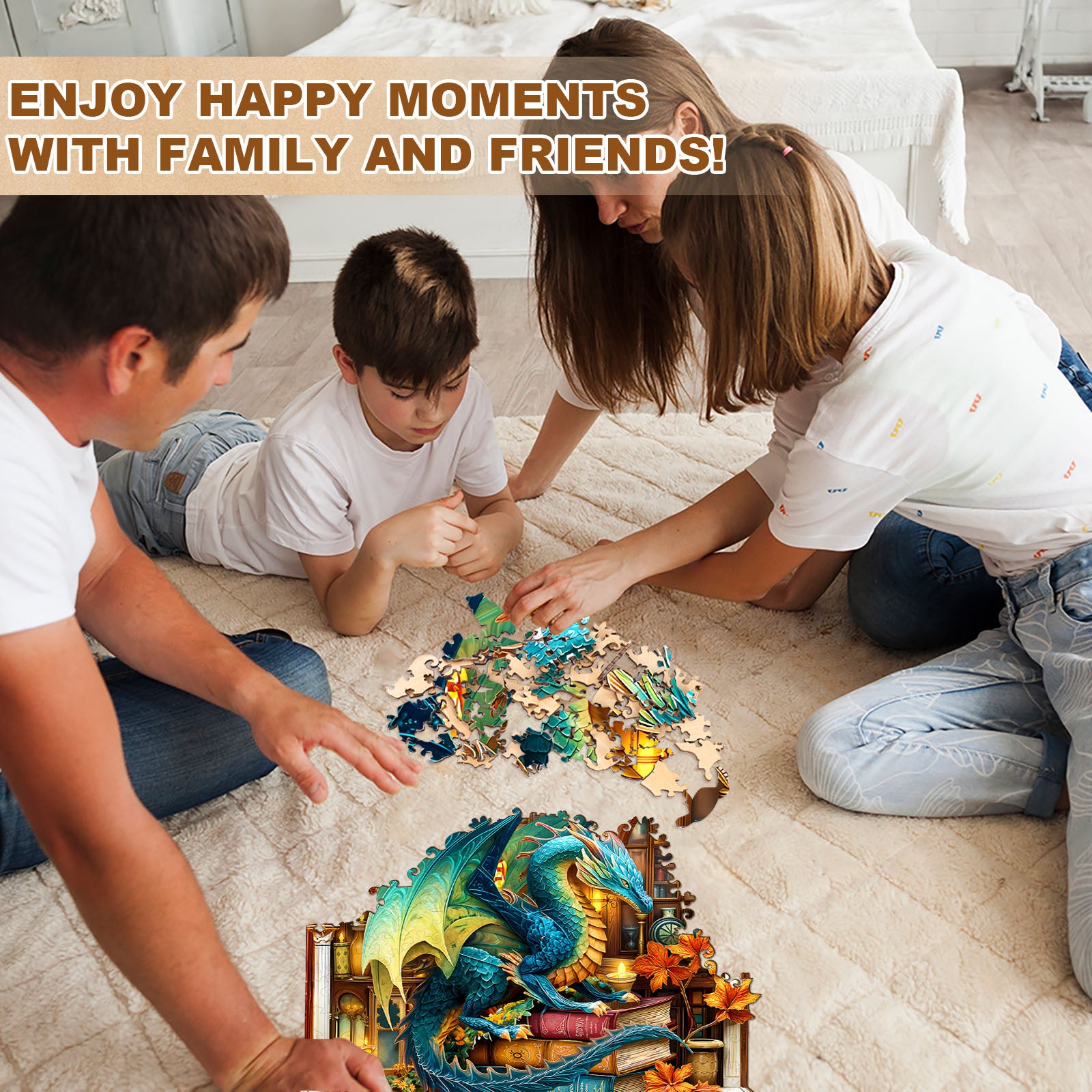 Bookcase Dragon Wooden Jigsaw Puzzle