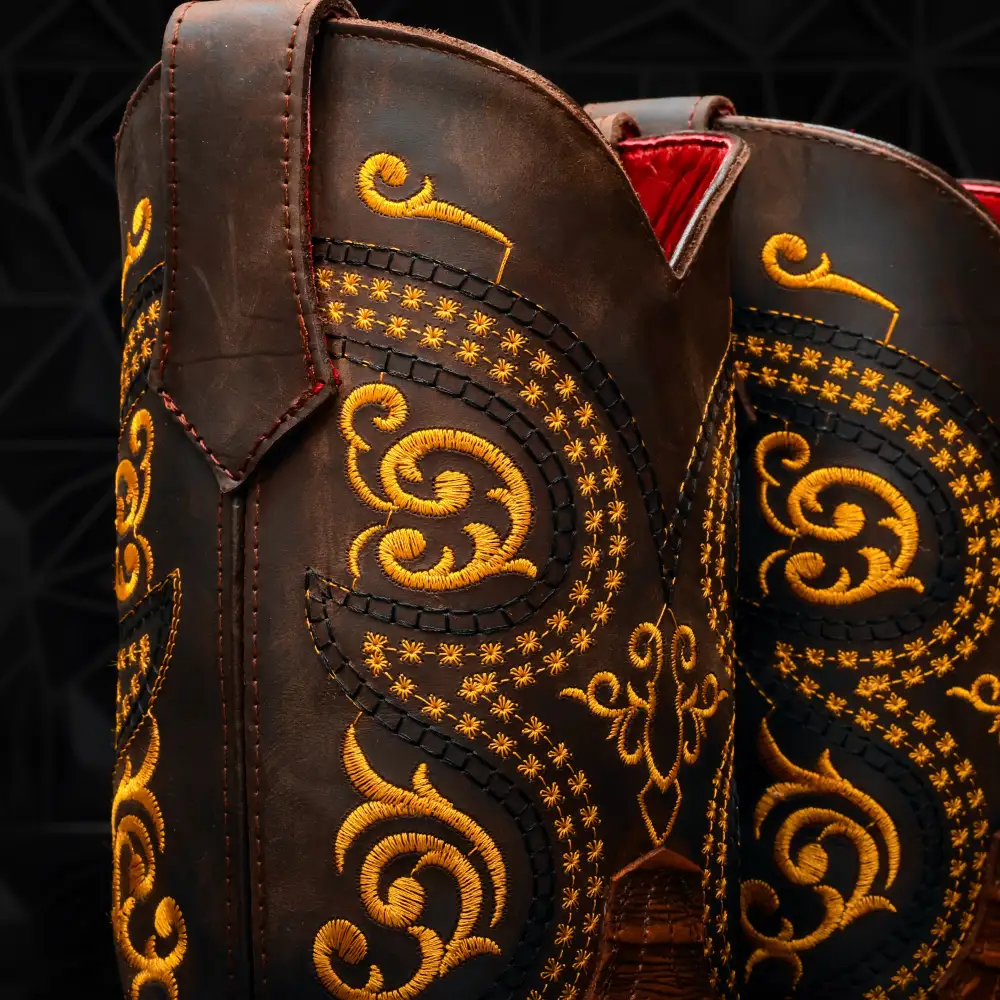 Cognac Jumbo Python Leather Boots With 3D Lightweight Sole - Composite Toe