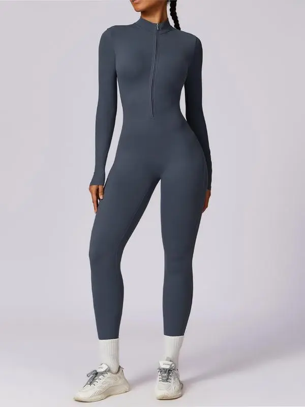 Women All-Season Zip Sports Yoga Jumpsuit