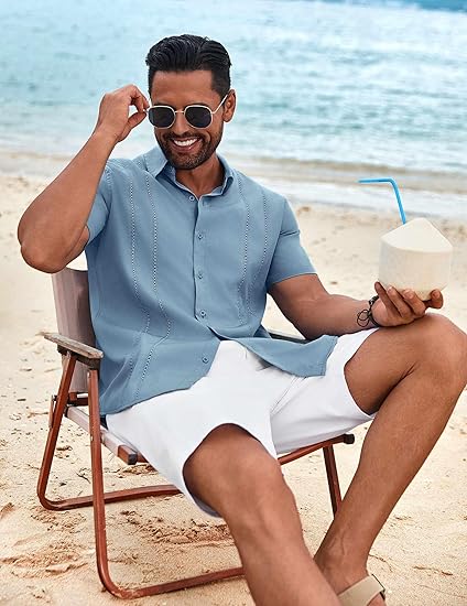 Men's Cuban Linen Guayabera Shirt – Short Sleeve