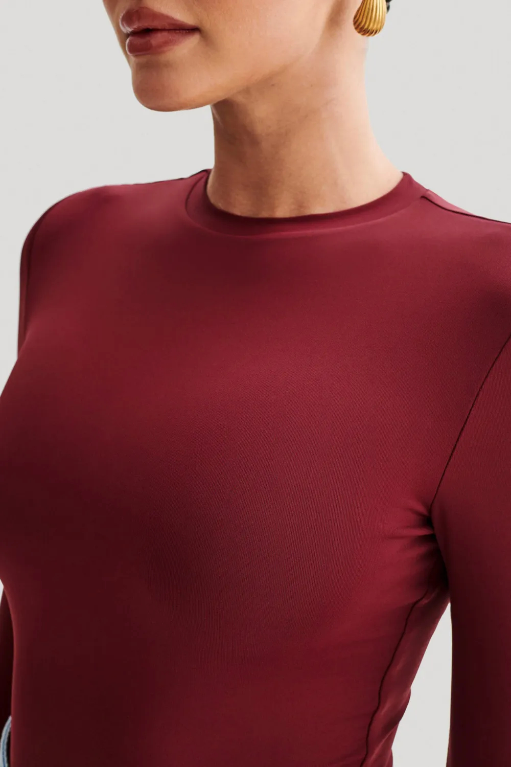 Recycled Nylon Long Sleeve Crew Neck Bodysuit