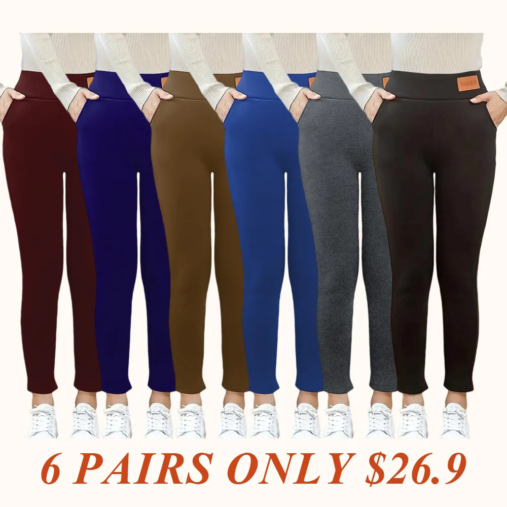 Women's solid casual plush leggings