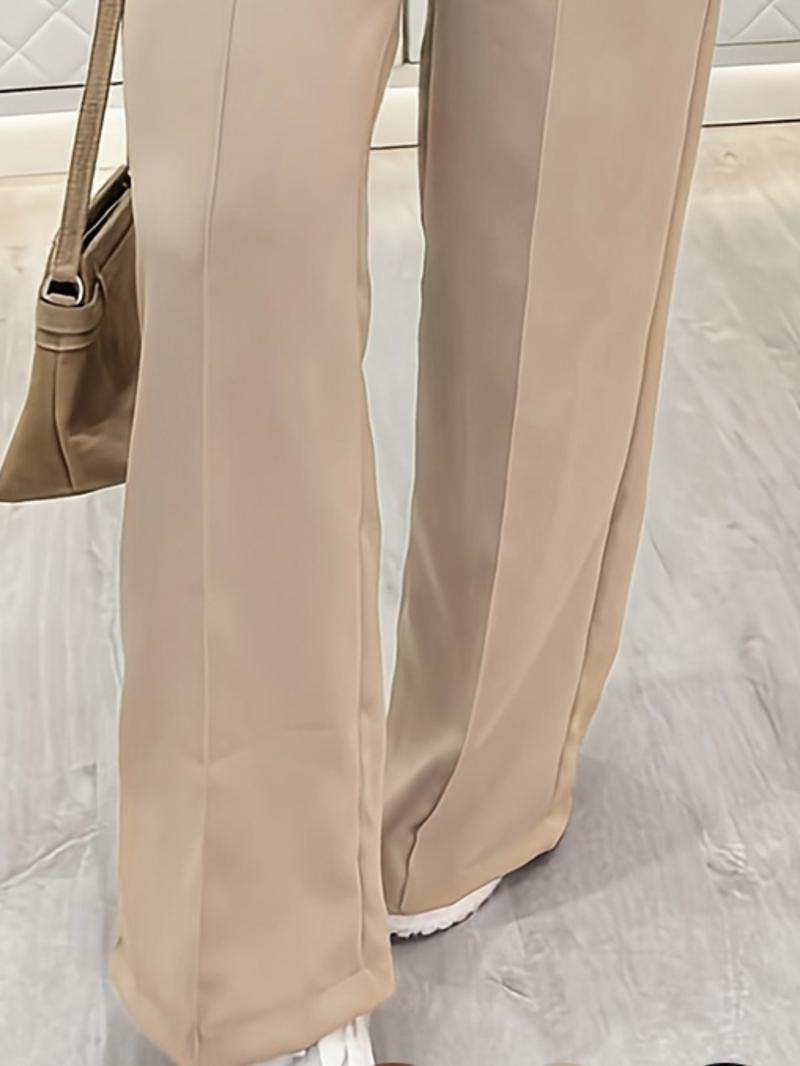 The Effortless Double-Button Trouser - Women's Versatile Wide-Leg Pant
