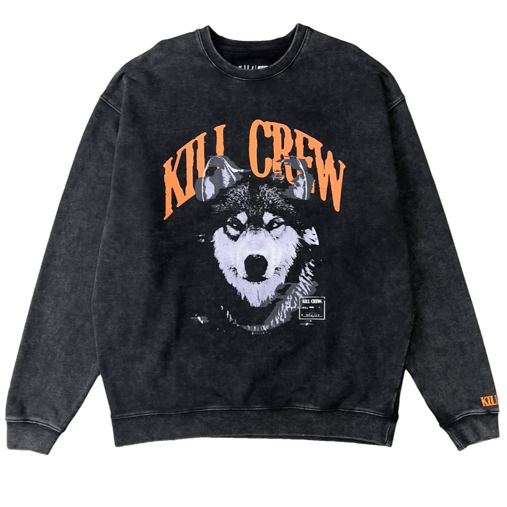 OVERSIZED HEAVYWEIGHT ROGUE WOLF CREW NECK - BLACK