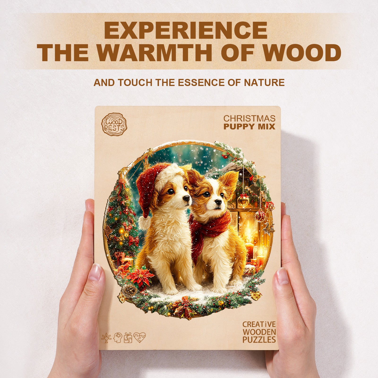 Christmas Puppy Mix Wooden Jigsaw Puzzle