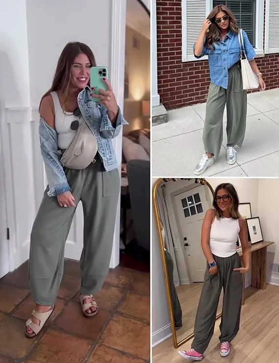 Womens Baggy Wide Leg Pants