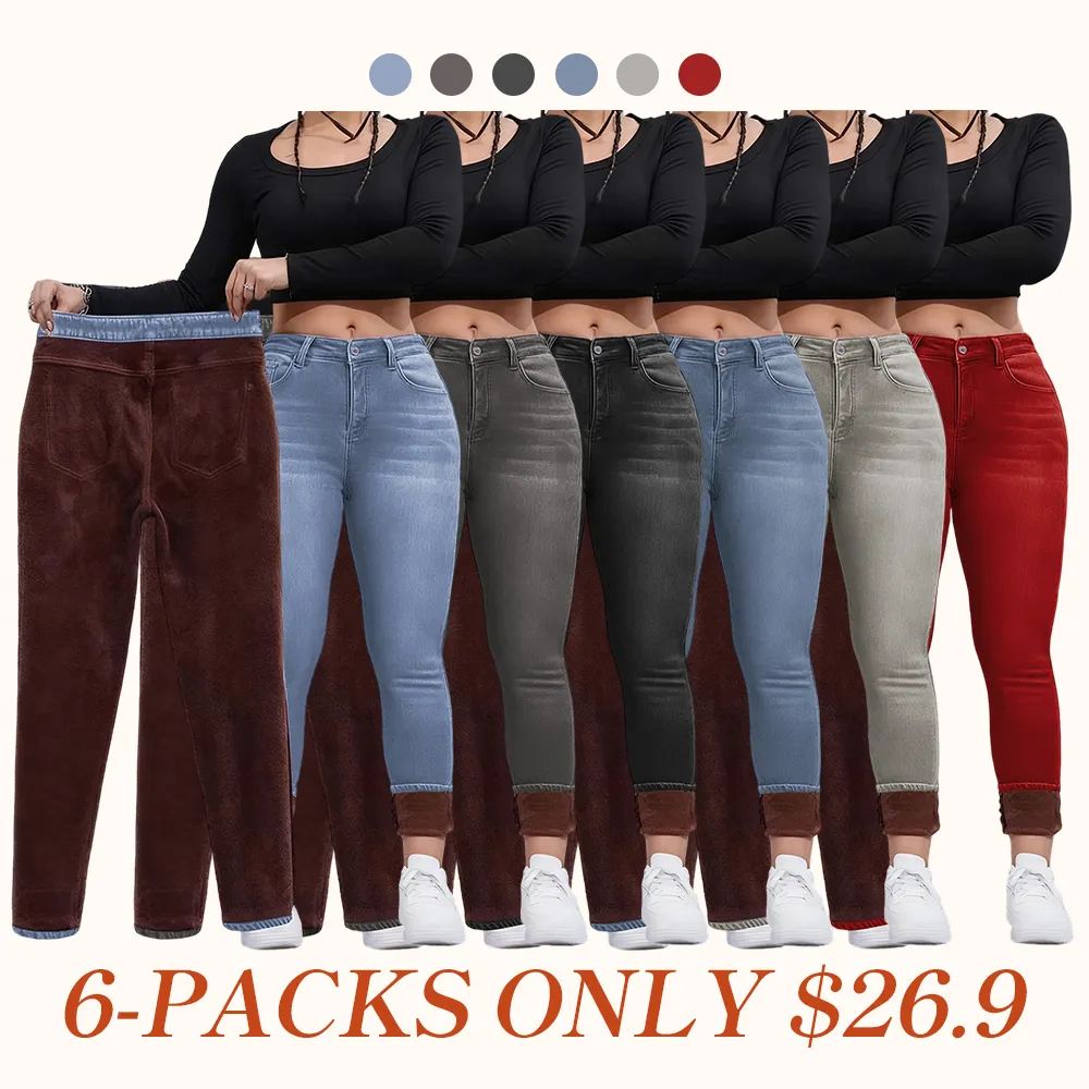 Women's Fall Winter Fleece Lined Denim Jeans