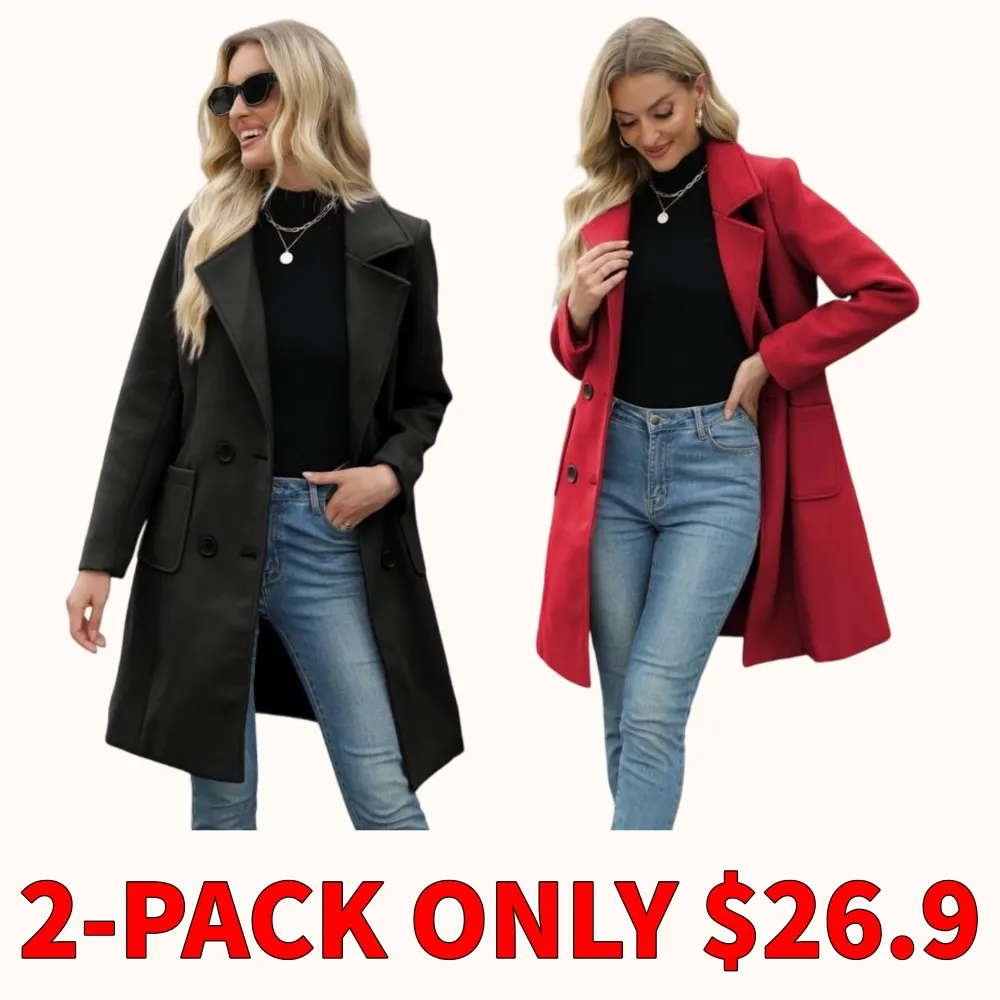 Women's winter wool blend camel mid-length coat