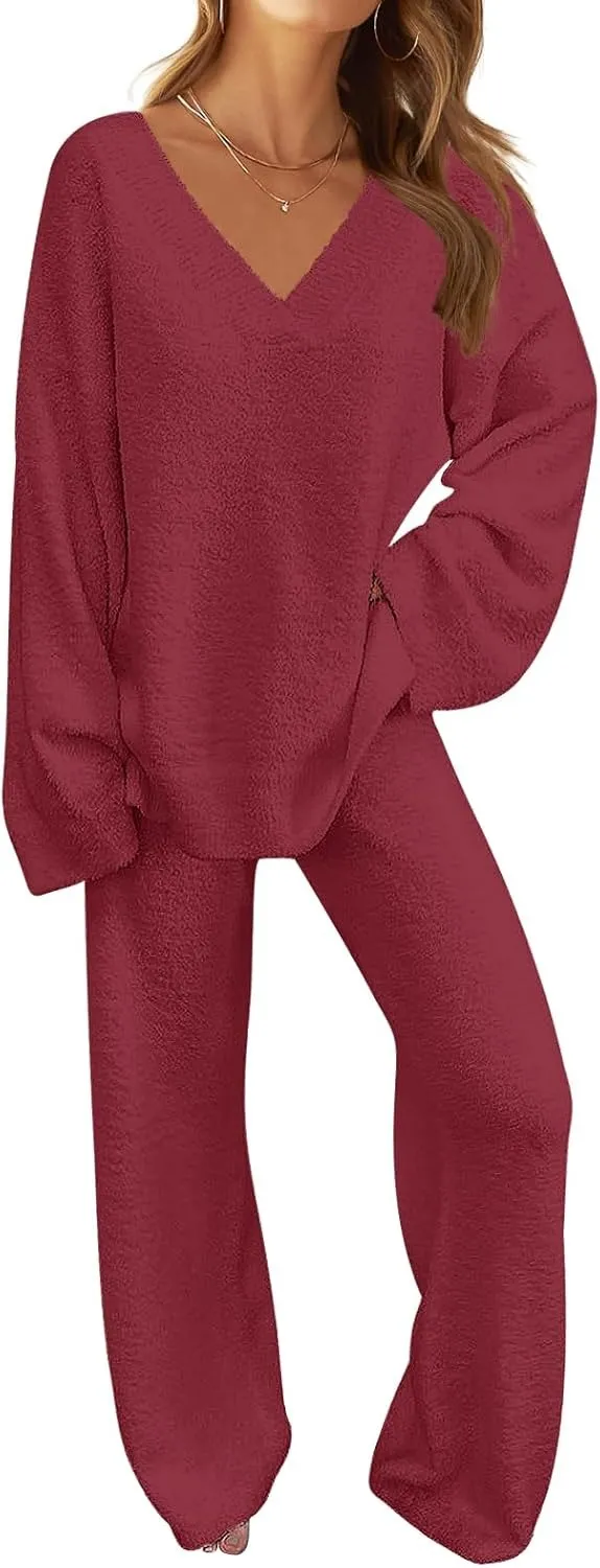 Women's Lounge Sets 2025 Fall Fashion 2 Piece Outfits Sweater Pajama Set