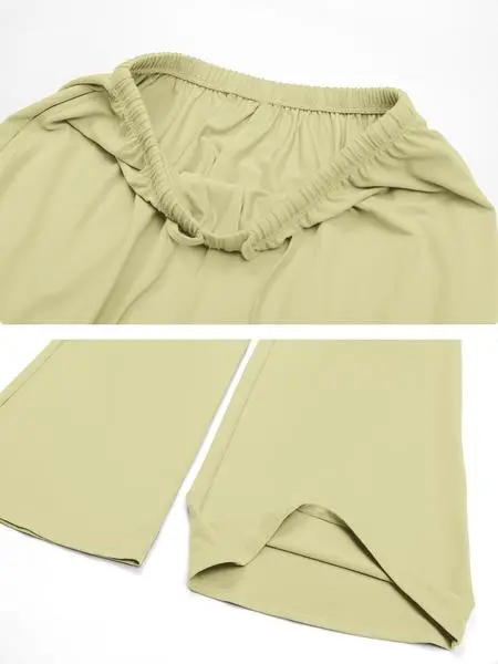 Women's Solid Crop Tank Top & Wide Leg Pants Set