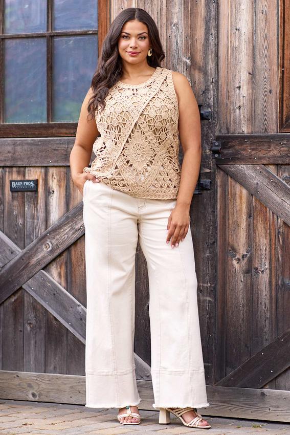 Plus Size Natural Wide Leg Jeans