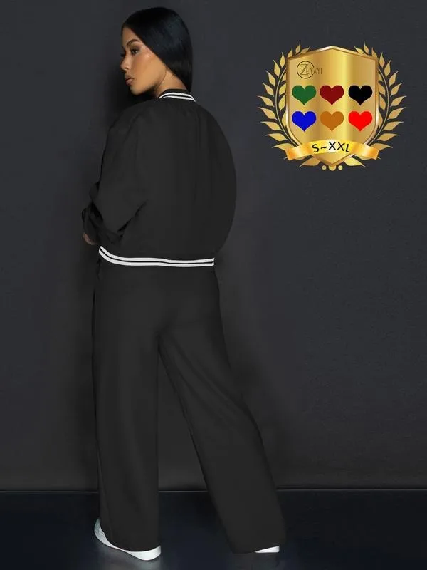 Women's Casual Baseball Jacket, Solid Color Sports Wear, Pocket Sportswear