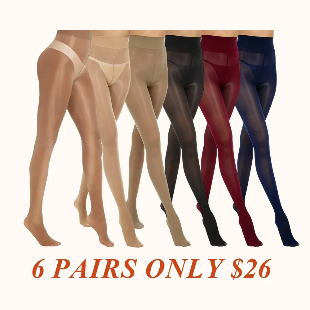 Women's Shiny Sheer Tights High Waist Silk Comfort Stockings Oil Shimmery Nylons Pantyhose Silky Spandex Elastic Dressy Legwear