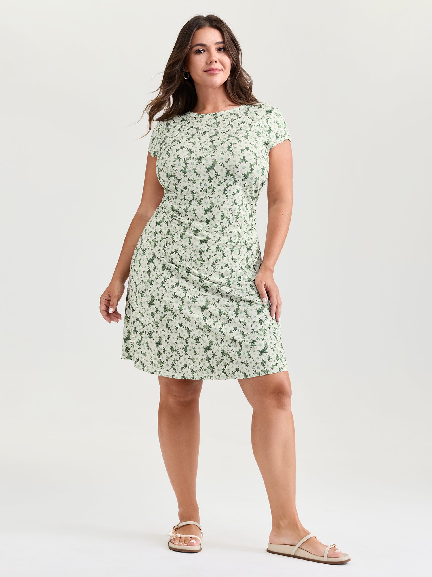 Floral Print Ruched Bodycon Fit Mini Dress