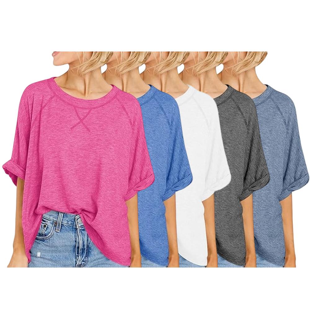 Womens Oversized Tshirts Casual Summer Tops Short Sleeve Loose Fit Tunic T Shirts