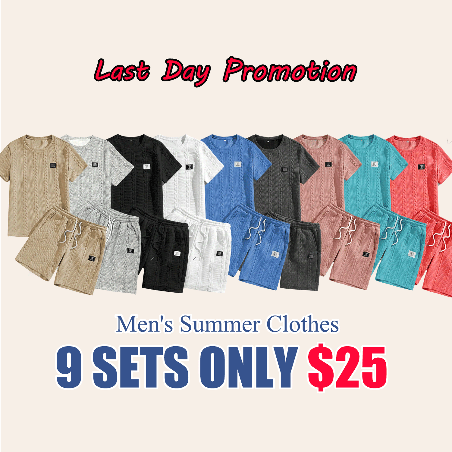 ⭐Men’s Casual T-Shirt & Drawstring Shorts Set (Regular Fit)