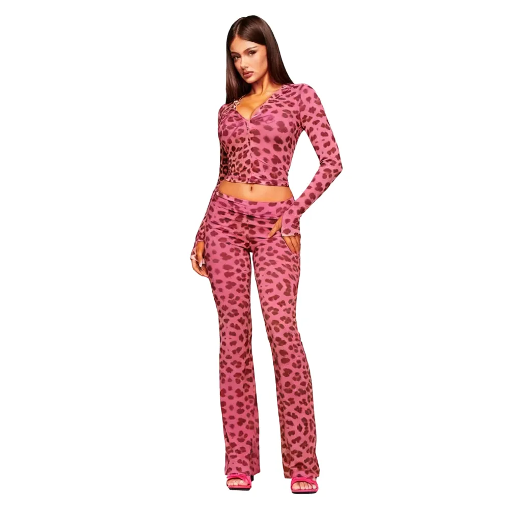 Y2K Style Leopard Print Co-ord Set