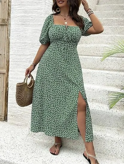 Ditsy Floral / All Over Print Split Thigh Dress (Less than $3 each!)