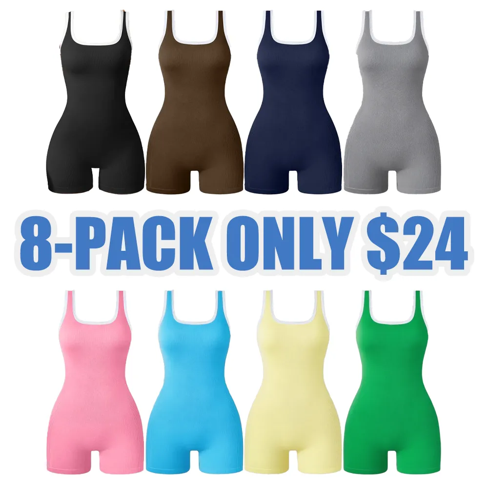 Lady's Sleeveless Solid-color Close-fitting  Rompers