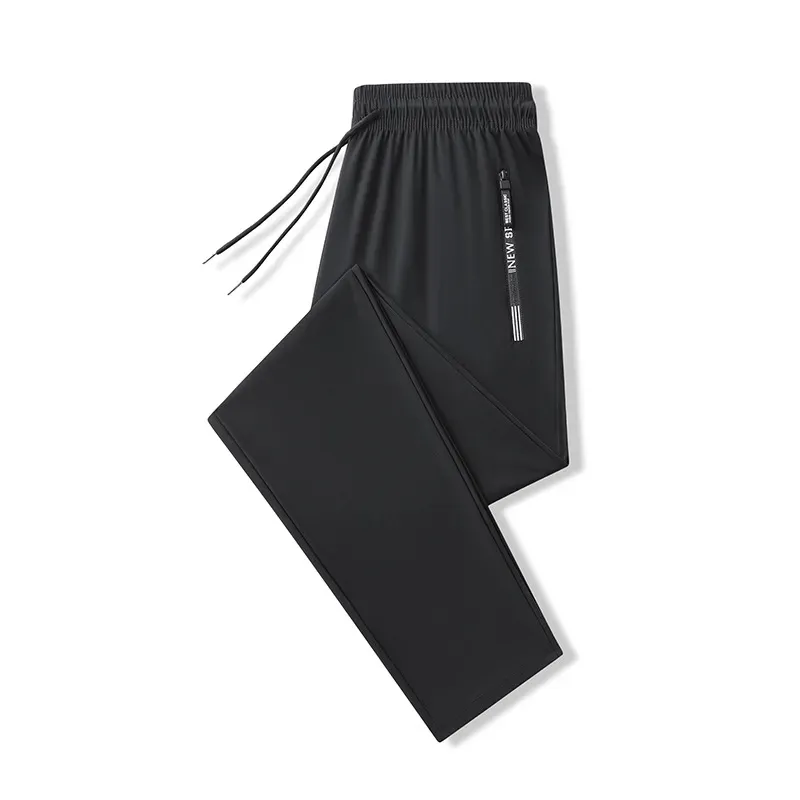 Men'S Ice Silk Pants Breathable Casual Pants Sports Pants Quick-Drying Pants Men'S Elastic Straight Large Size