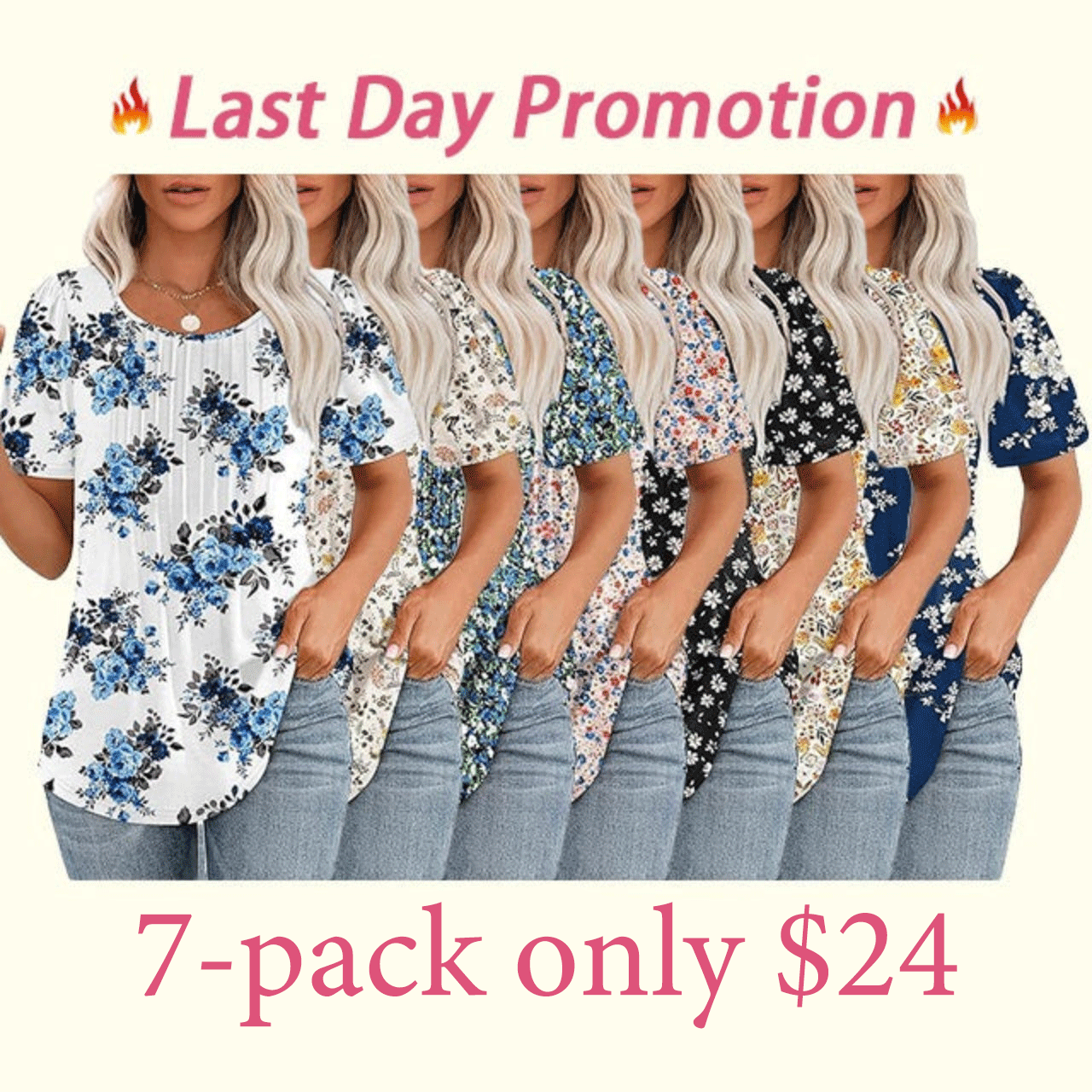 🔥Last day promotion🔥Womens T Shirts Short Sleeve Pleated Dressy Casual Scooped Neck Summer Tops Blouses