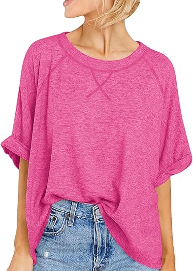 Womens Oversized Tshirts Casual Summer Tops Short Sleeve Loose Fit Tunic T Shirts