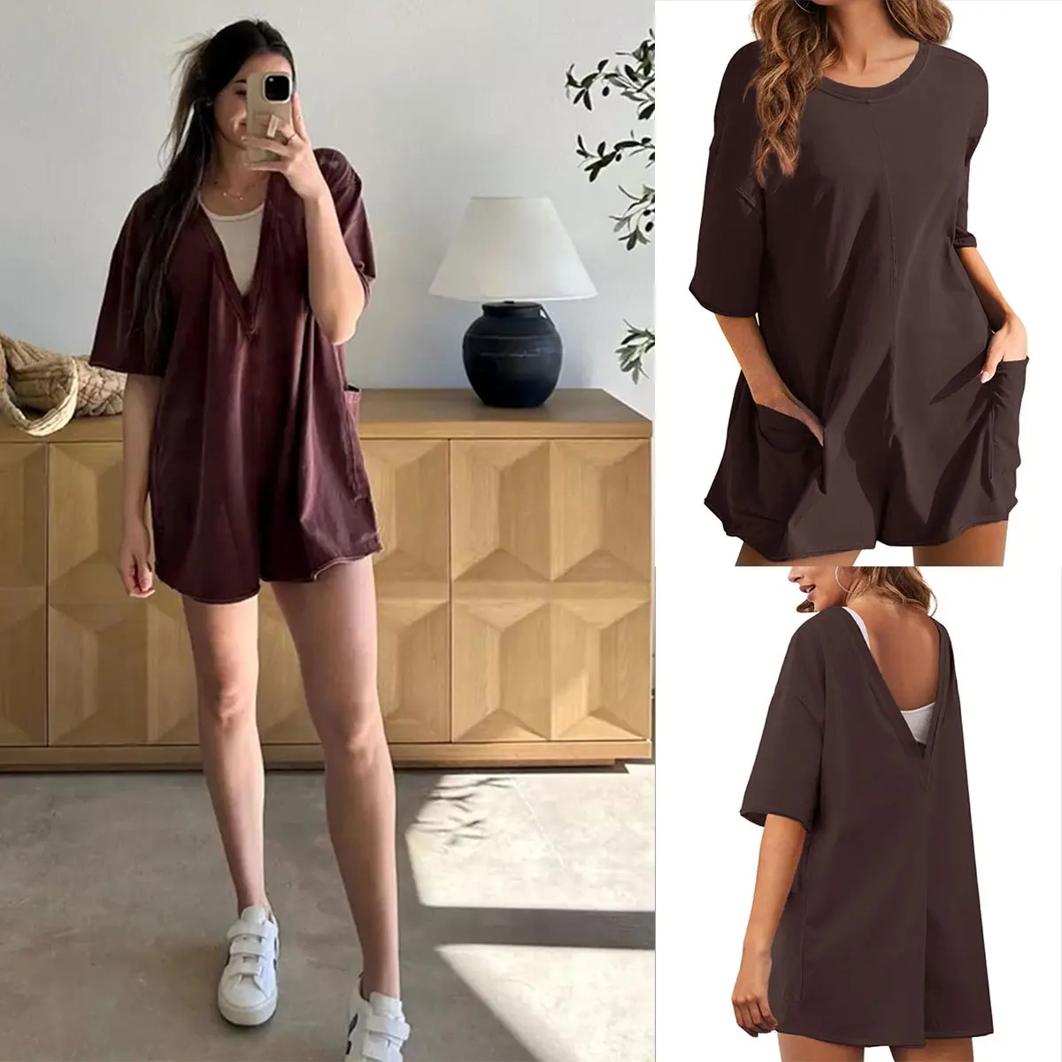 🔥Women's Oversized Casual Athletic Tee Romper
