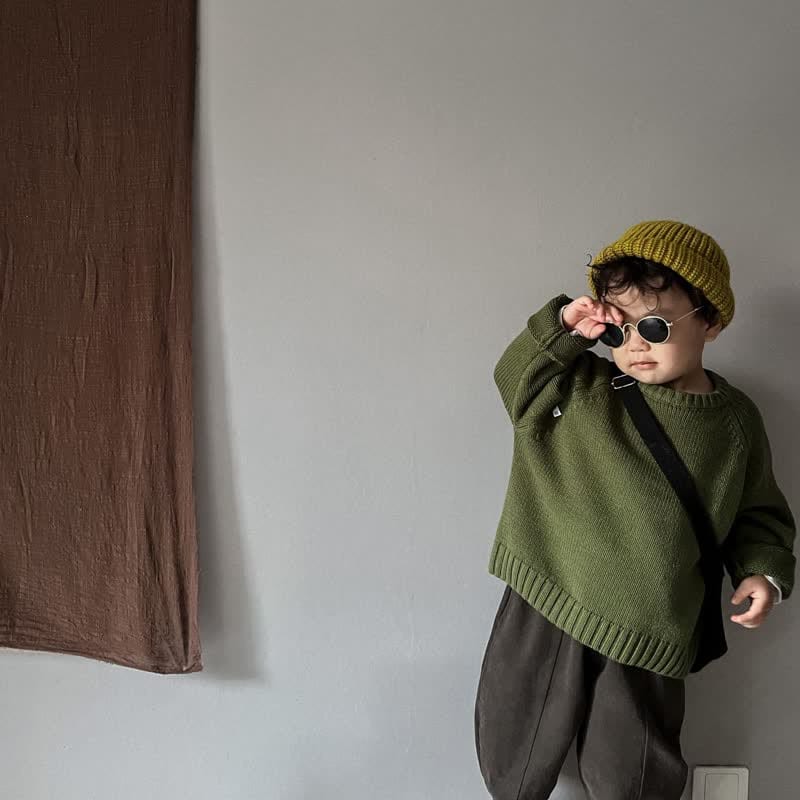 Toddler Solid Color Loose Relax Sweater