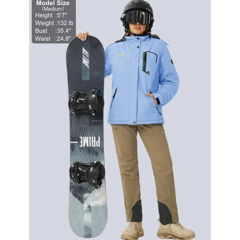 Women's Waterproof Ski Jacket Hooded Fleece Lined Warm Winter Jacket