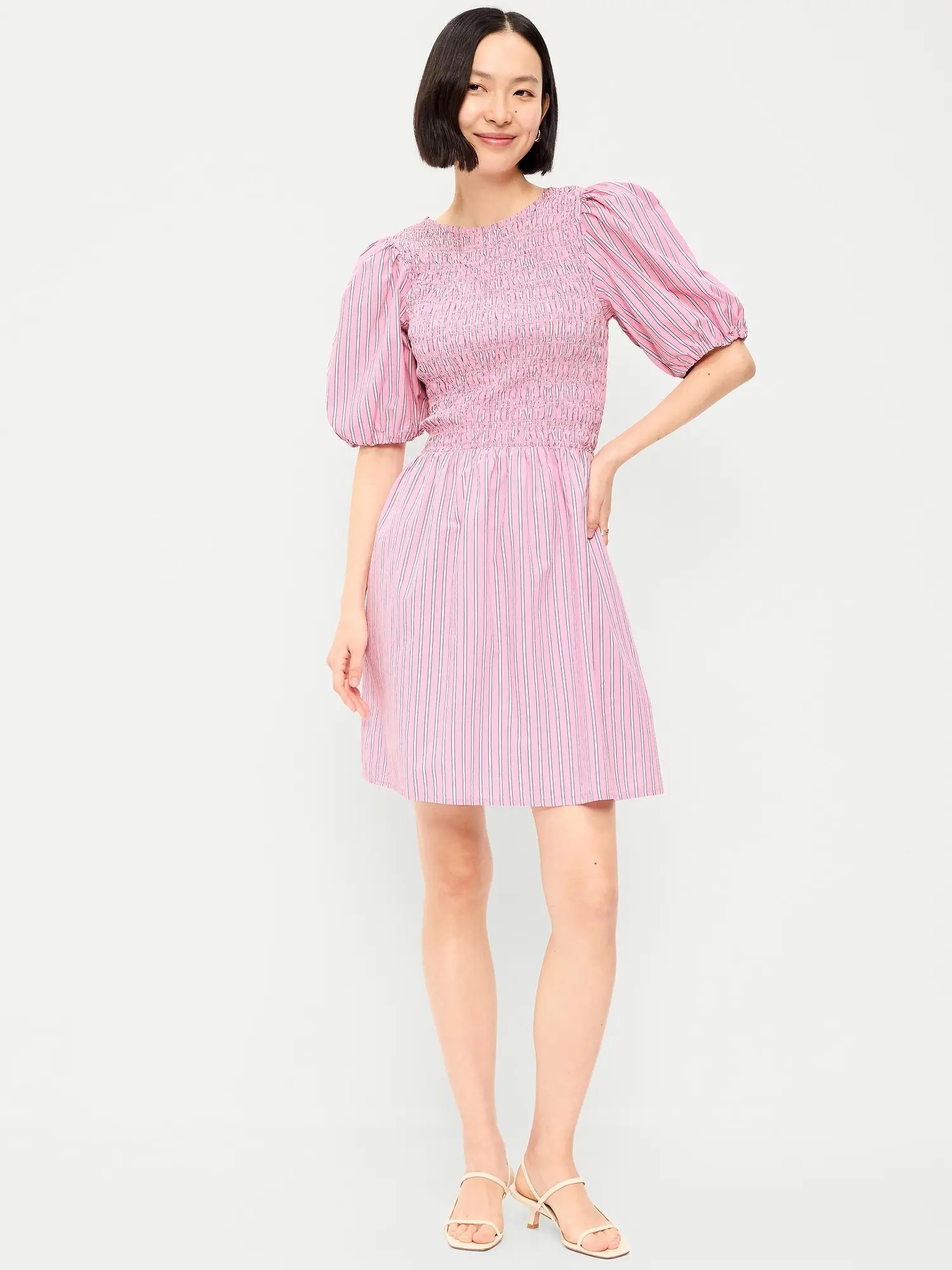 Women’s Smocked Puff Sleeve Flare Mini Dress – Casual Summer Fit