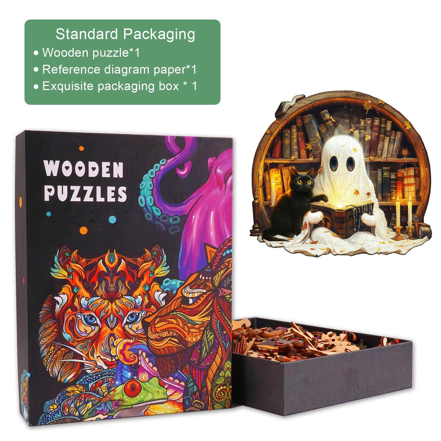 Black Cat Tales Wooden Jigsaw Puzzle