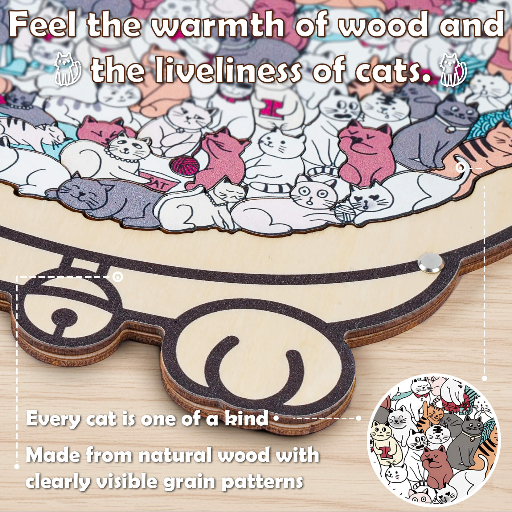 Morandi-Colored Cat/Dog Shaped Wooden Jigsaw Puzzle