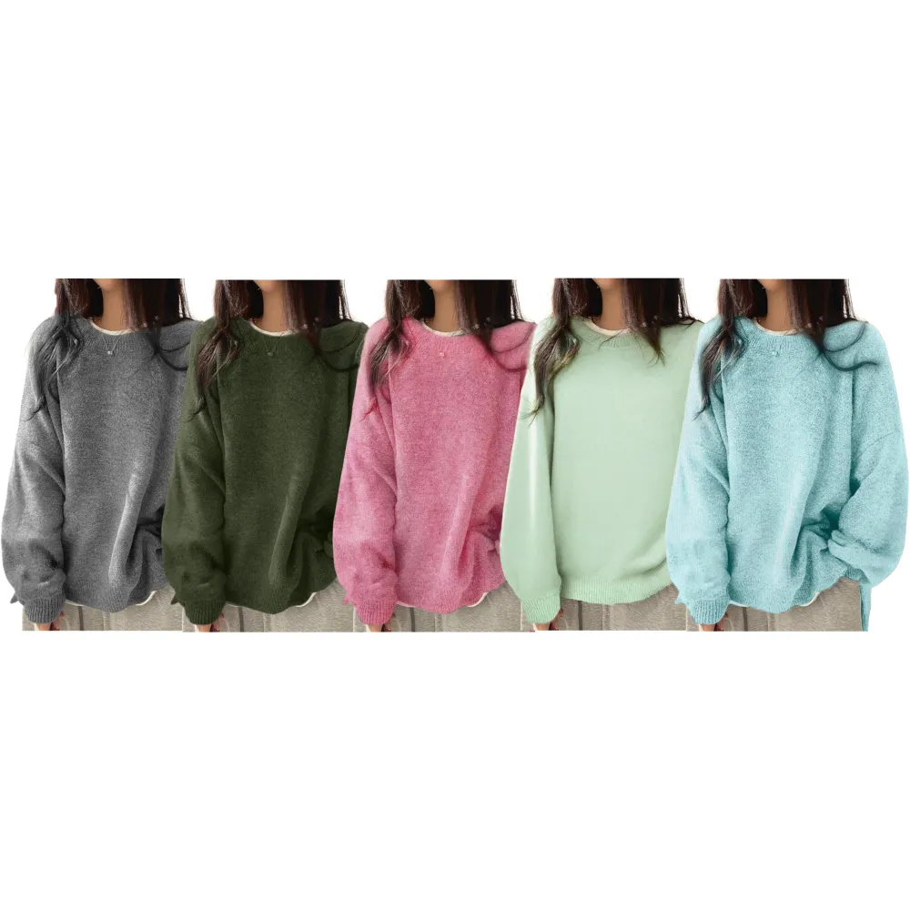 Women's Drop Shoulder Split Hem Sweater