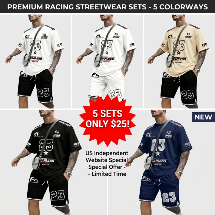 Two-Piece Set Men's Letter Print Short Sleeve T-shirt & Track Shorts Set